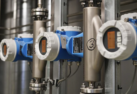 Coriolis flow meters with transmitter heads on a process line