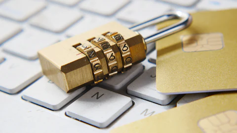 Padlock resting on a keyboard