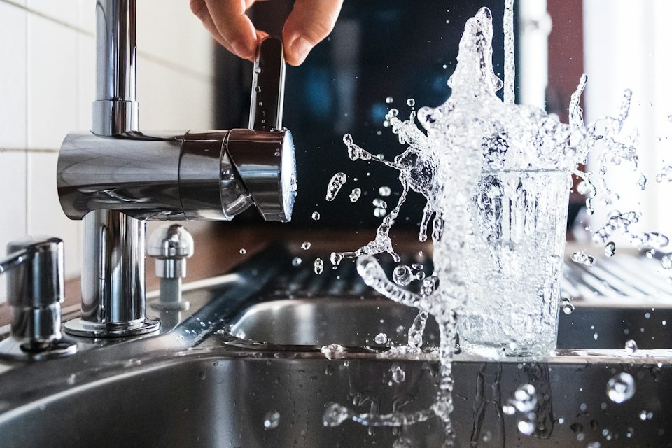 Soft water running into a glass